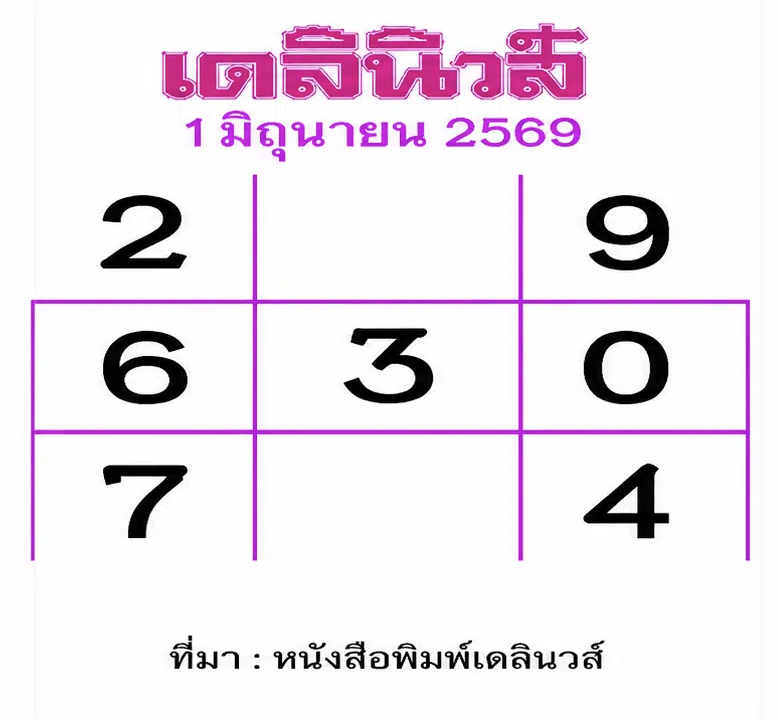 หวยเดลินิวส์ 1/6/2569